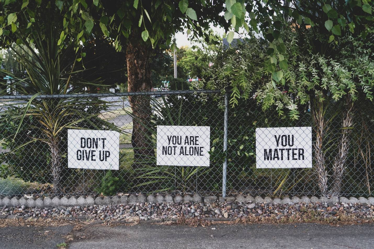 Three motivational signs on a fence.