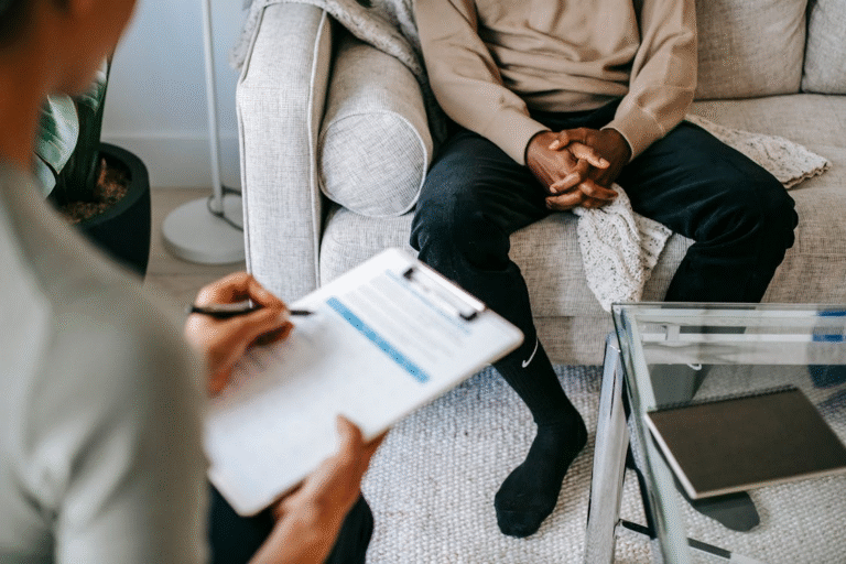 A therapist conducting a session