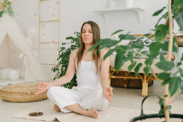 A woman doing yoga