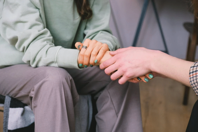 A person holding another’s hand