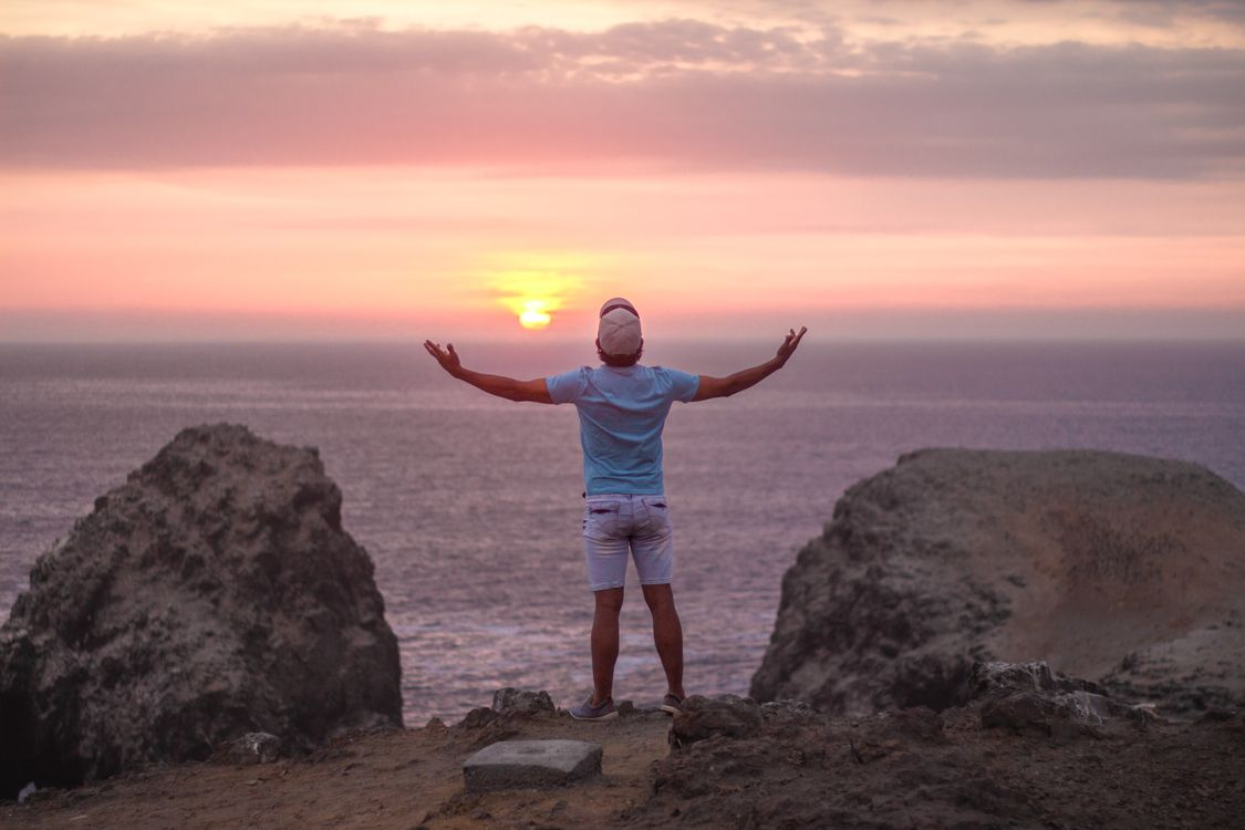 A man viewing the sunset